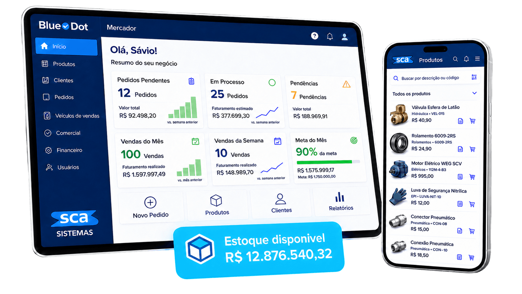 Plataforma SCA Sistemas e aplicativo mobile BlueDot
